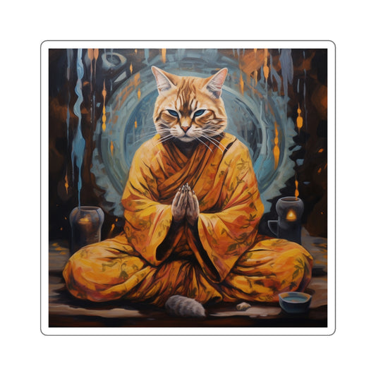 Meditating Cat Square Stickers