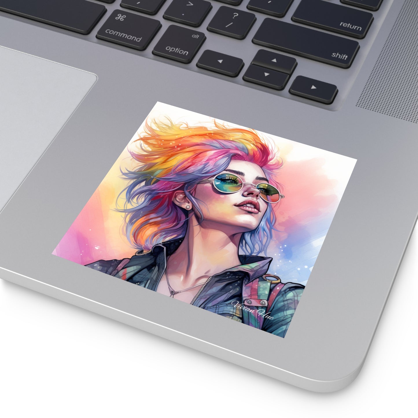 Pastel Rainbow Girl Square Stickers, Indoor\Outdoor Laptop sticker