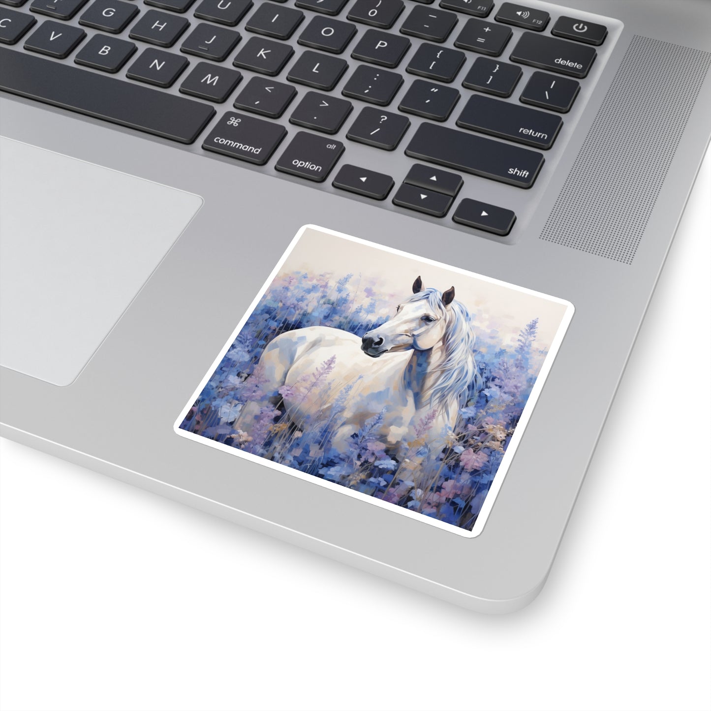 Beautiful Horse in a field of flowers Square Stickers