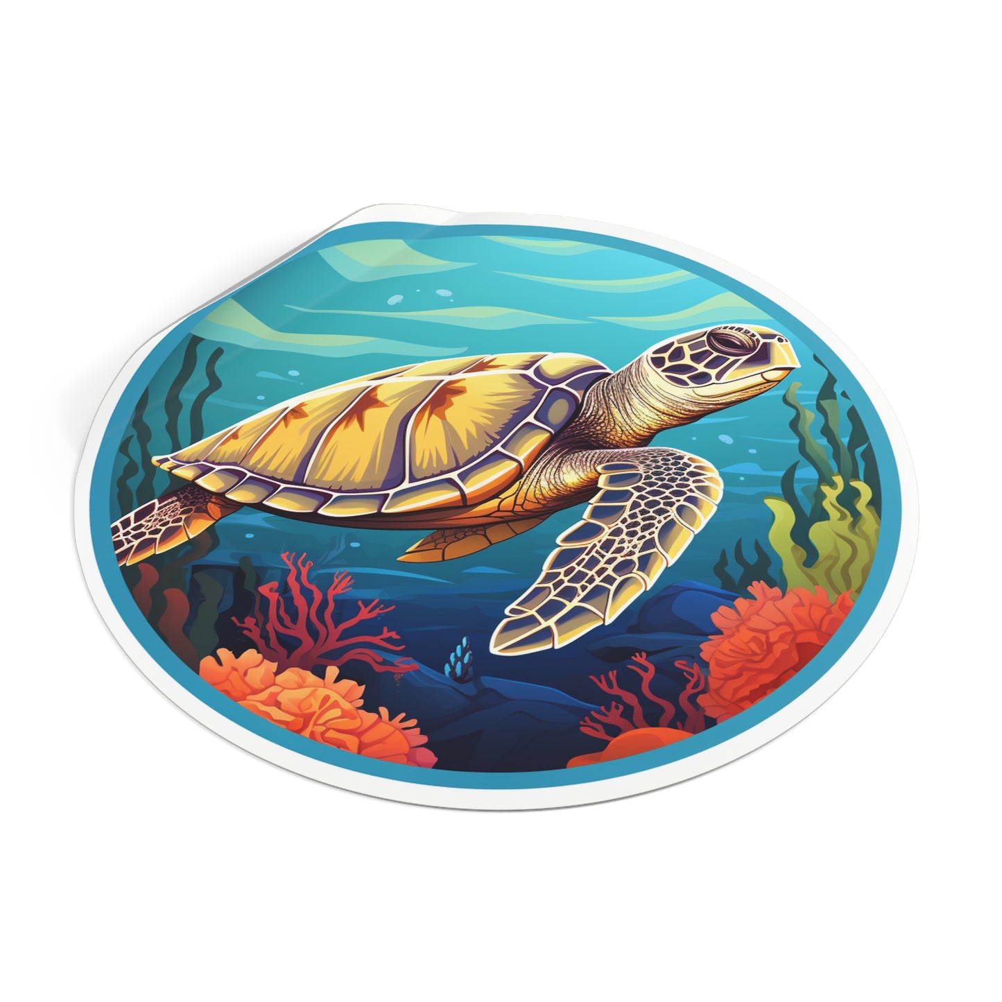 Sea Turtle Round Vinyl Stickers