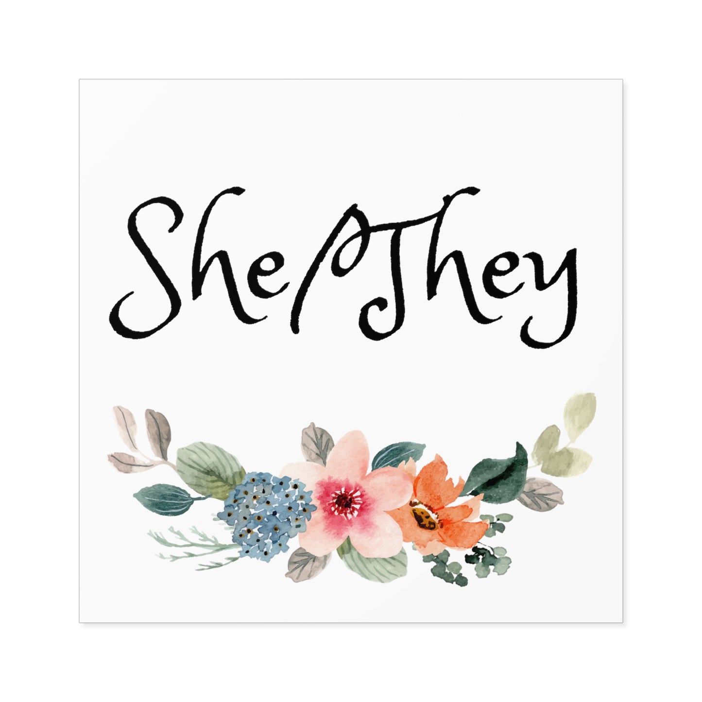 She/They Pronoun Laptop Square Stickers, Indoor\Outdoor