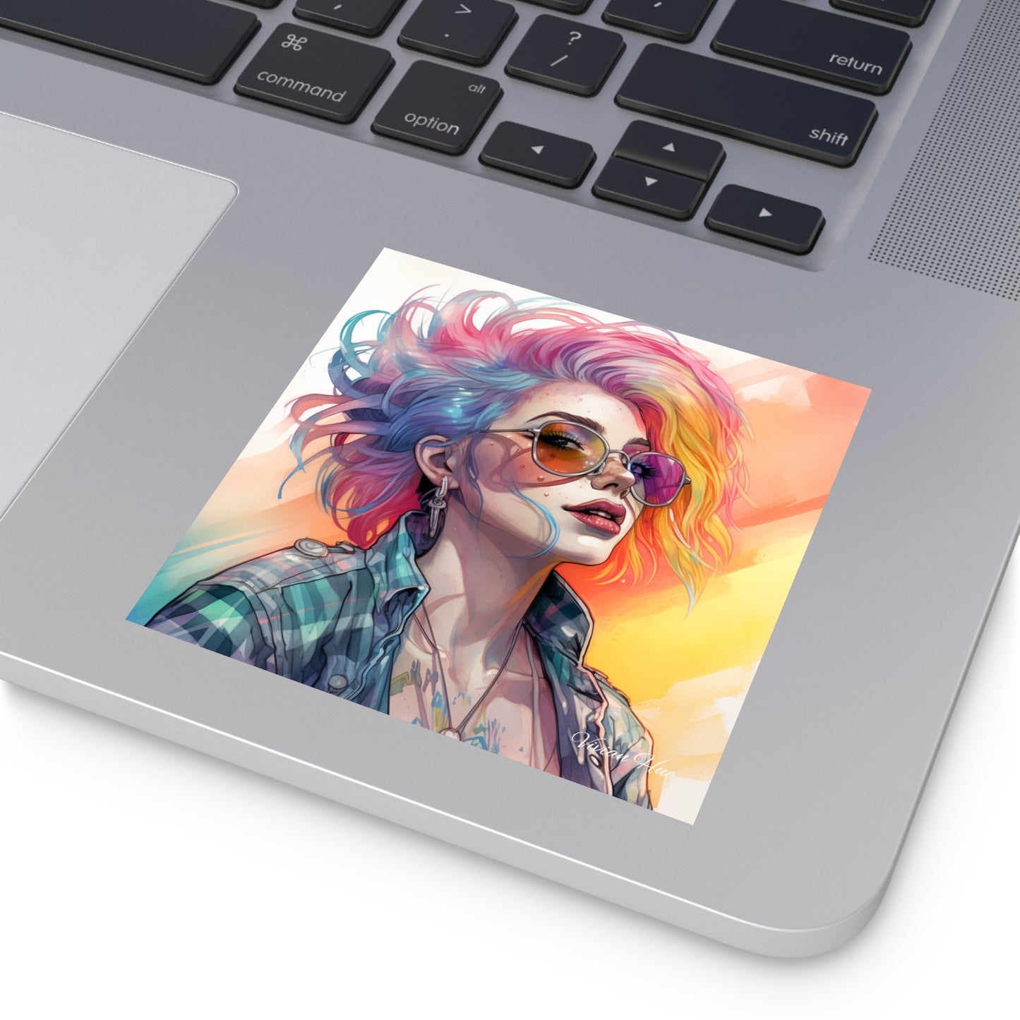 Pastel Rainbow Punk Girl  Laptop Sticker