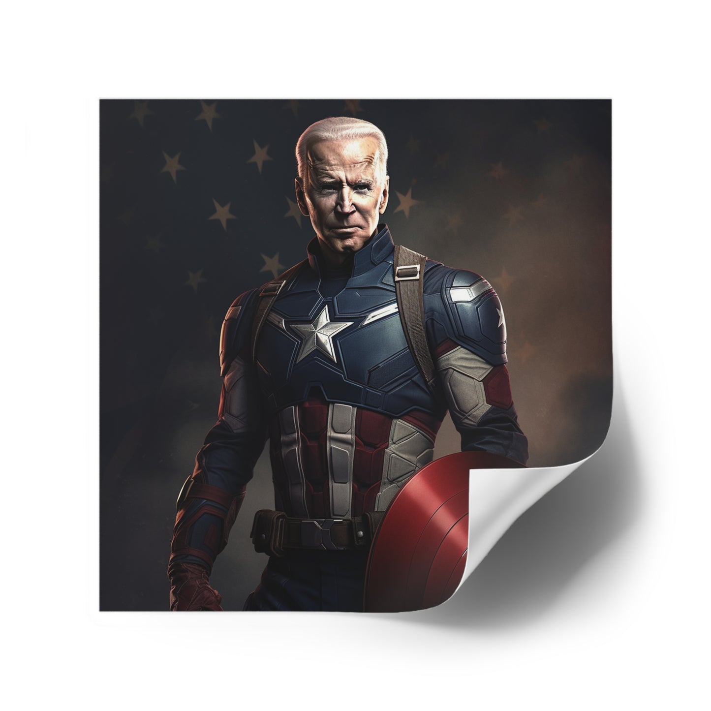 Joe Biden as Captain America on a Square Stickers Indoor\Outdoor