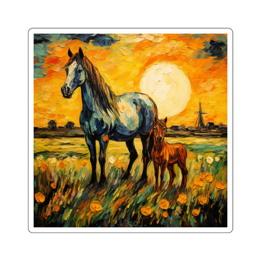 Horse and Foal Square Stickers