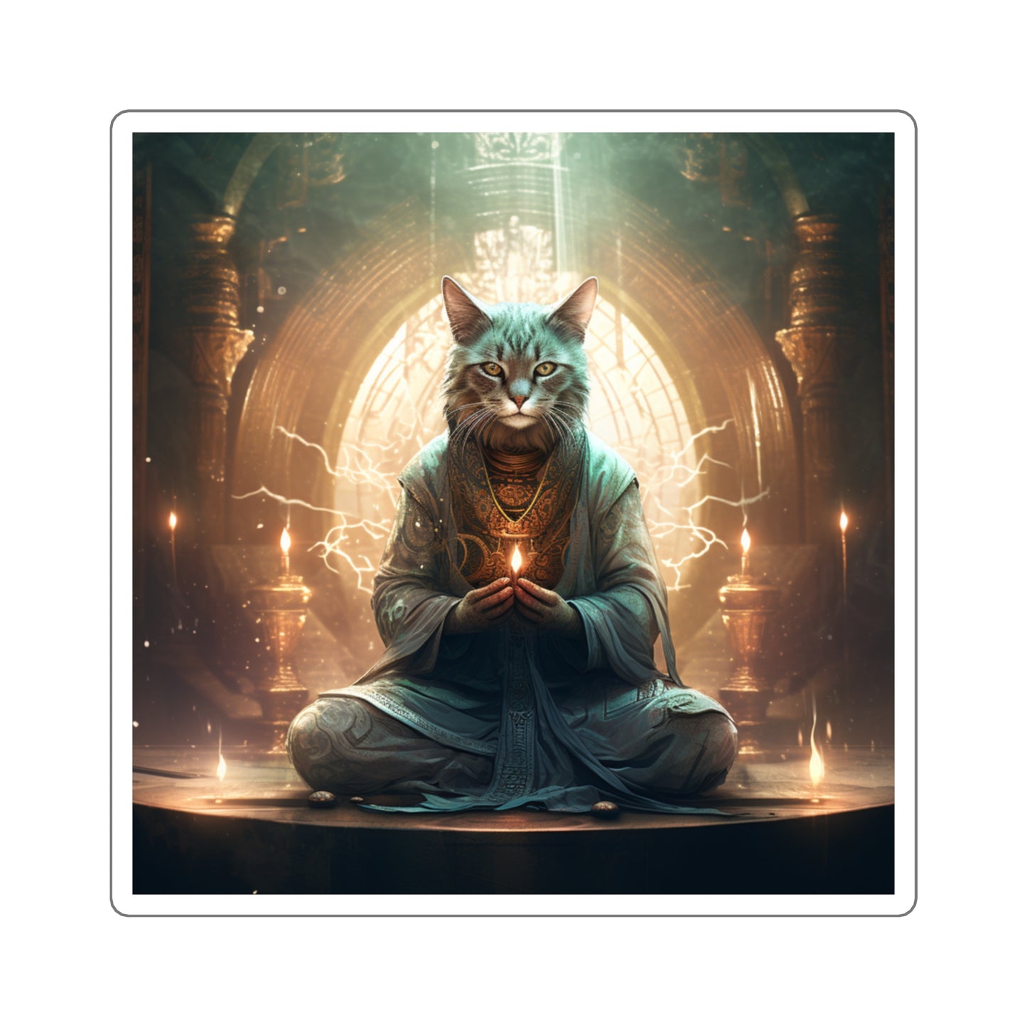 Zen Cat Square Stickers